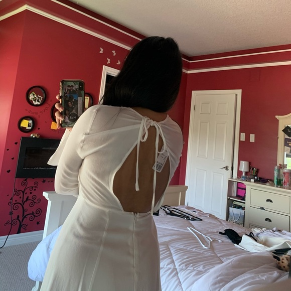 White Deep V Forever 21 Dress - Picture 3 of 5